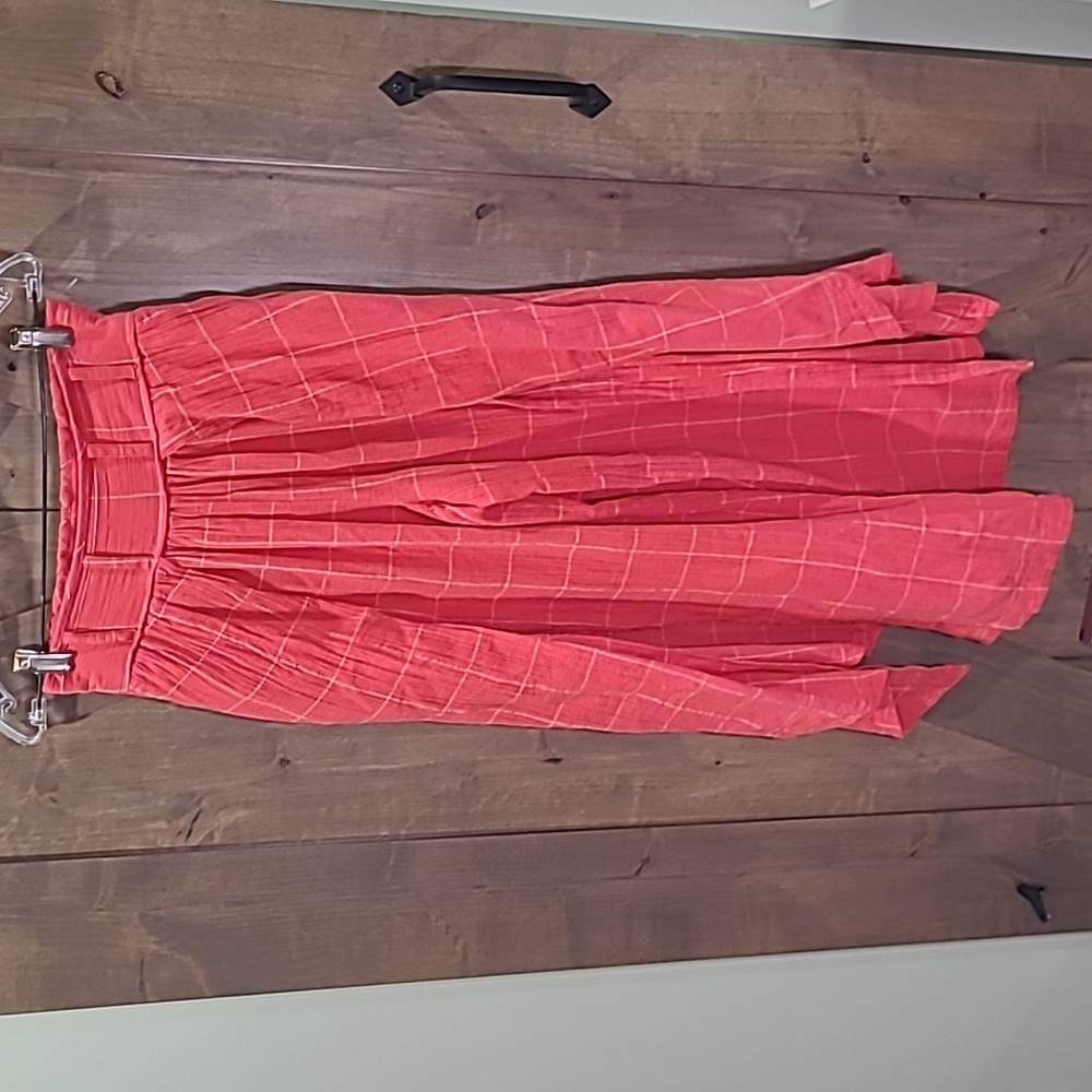 Free People Flowy Gauze Pant Split Skirt Coral XS NWOT